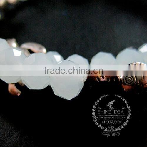 vintage antiqued silver ocean turtle shell ice blue glass beads 2 layers women fashion wiring bangle bracelet jewelry 6490047