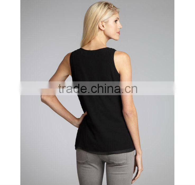 China Wholesale Tank TopS women black cool style sequin beading ladies tops images