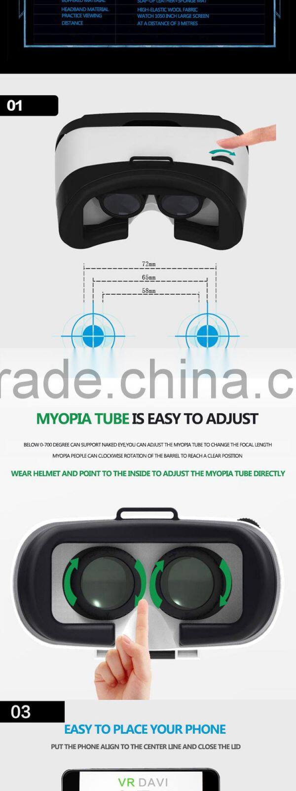 shenzhen 3D vr box 2.0 version virtual reality 3d glasses vrarle