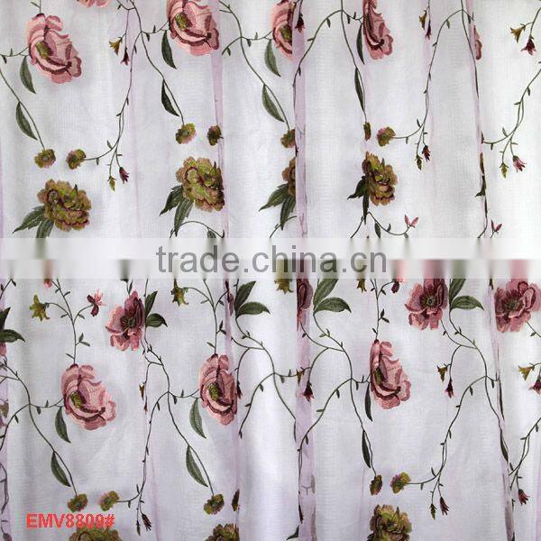 High Quality 100% Polyester Embroidery Jacquard Voile Curtain Design (doccia tenda disegni)