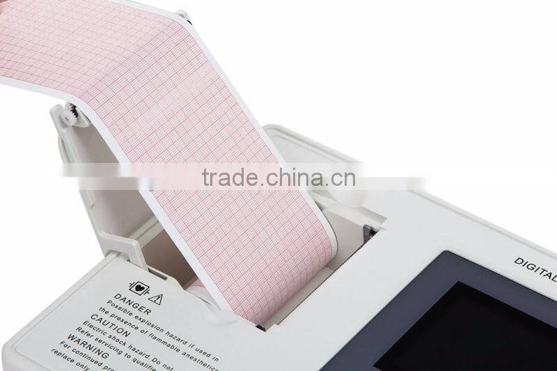 CE approved Three channel color LCD display 12-lead Built ECG Machine in USB/RS232 interface