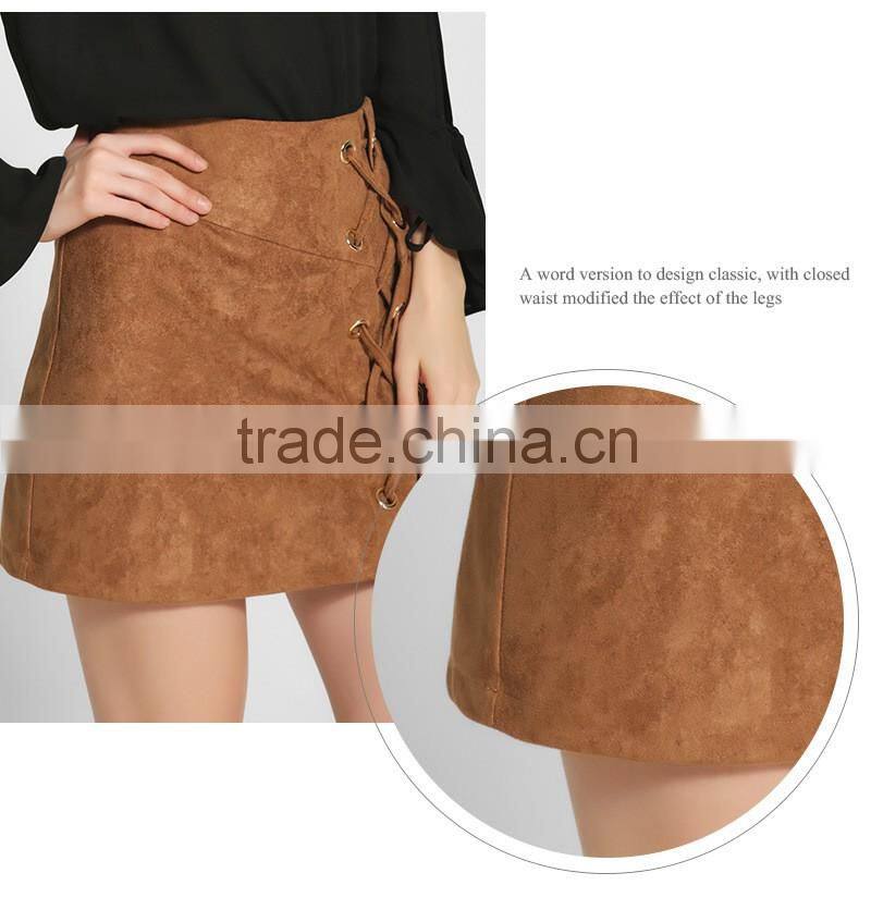 Bonvatt Fashion sexy high waist belt suede package hip skirt