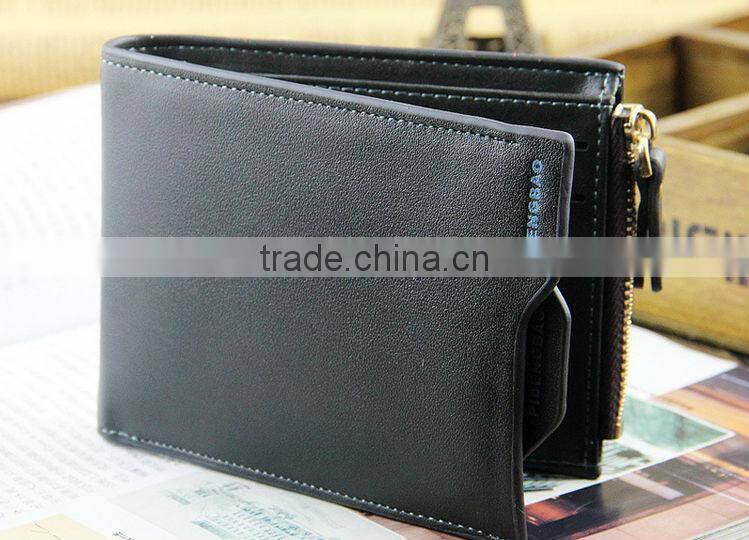 2016 Fashion Men Wallets Faux Leather Bifold Wallet ID Credit Card Holder Coin Purse Pockets Clutch With Zipper Wallets
