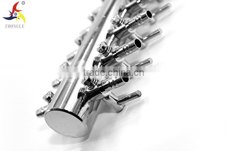 Chrome plated brass eighteen way aquarium steel valve with 8mm connector