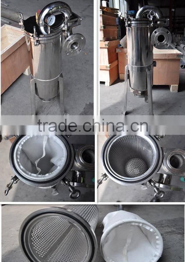 Bag filter for water treatment, bag filter housing