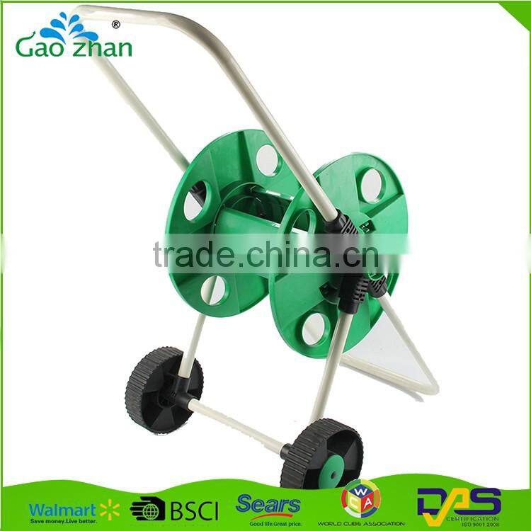 Retractable garden water hose reel cart with plastic plate,connector and handle