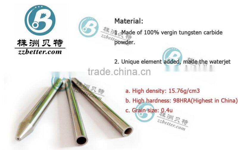 size 9.43 out diameter high density tungsten carbide water jet cutting nozzle