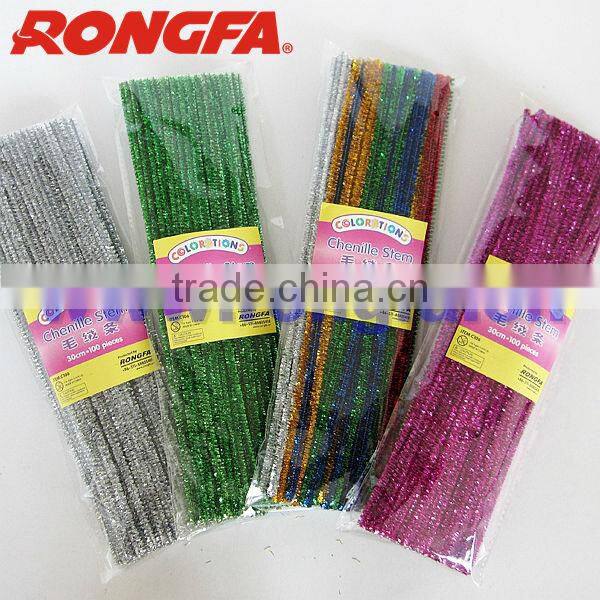 High density various colors tinsel chenille stems