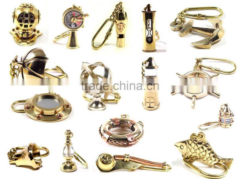 Handmade Brass Propeller Compass Brass Nautical Key chain Key ring