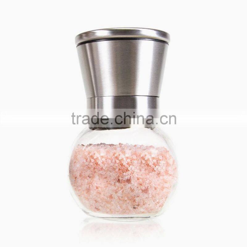 304 stainless steel pepper and salt grinder, Spherical glass spice grinder commercial