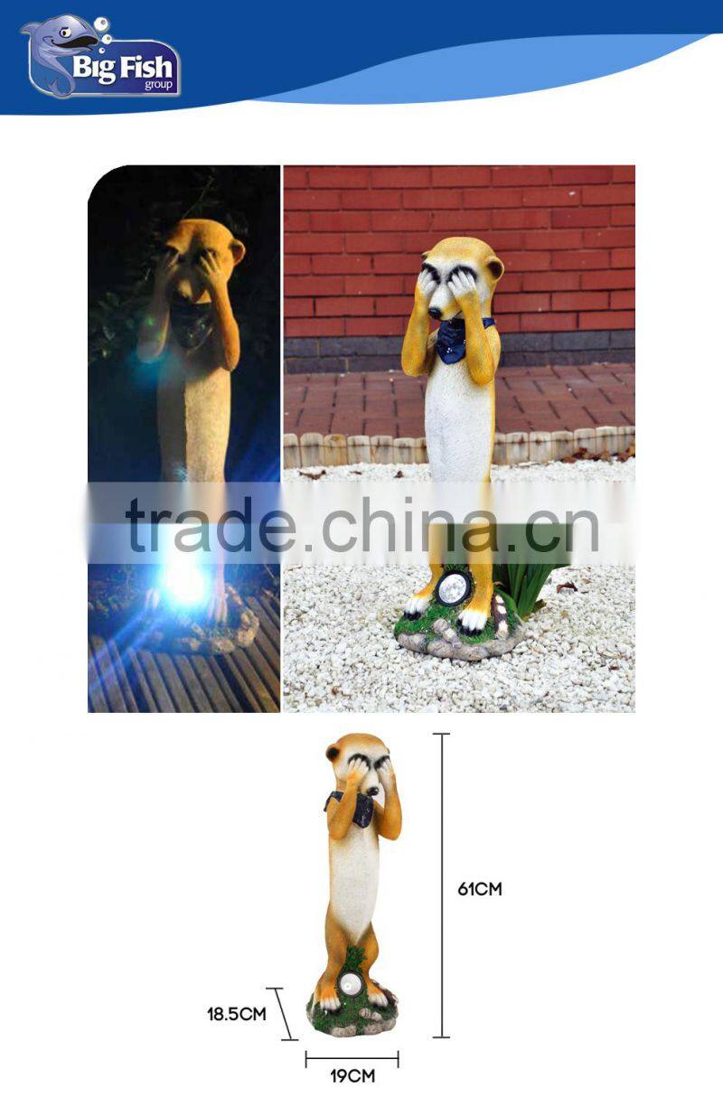 60CM polyresin Solar Powered animal shaped Meerkat garden light with 1 bright white LED