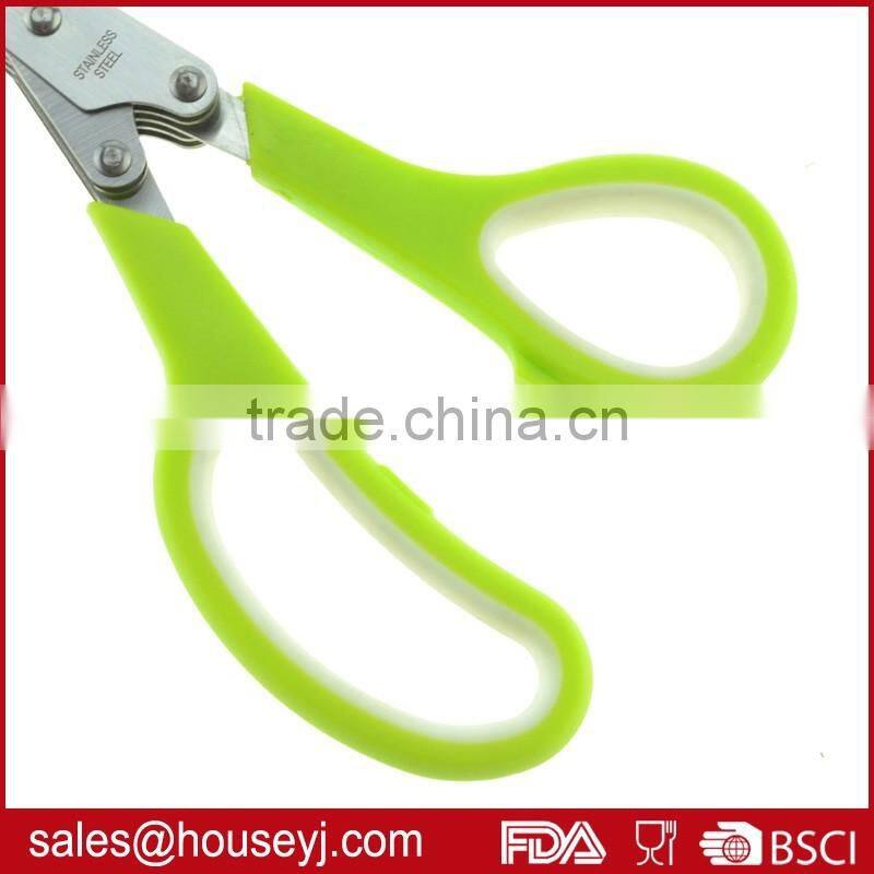 soft grip handle stainless steel 5 layer blades kitchen herb scissors