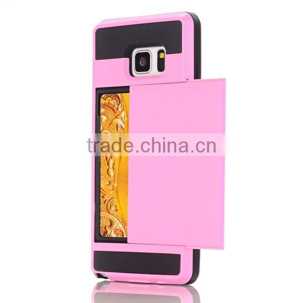 Slip cover card slot phone case TPU + PC phone hull protective back cover for Samsung Note 7