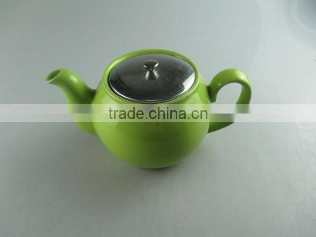 stock porcelain tea pot with stainless steel lid