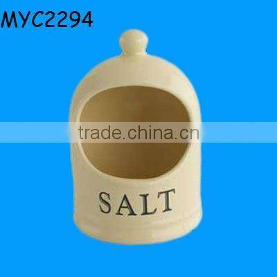 Glazed pottery salt container