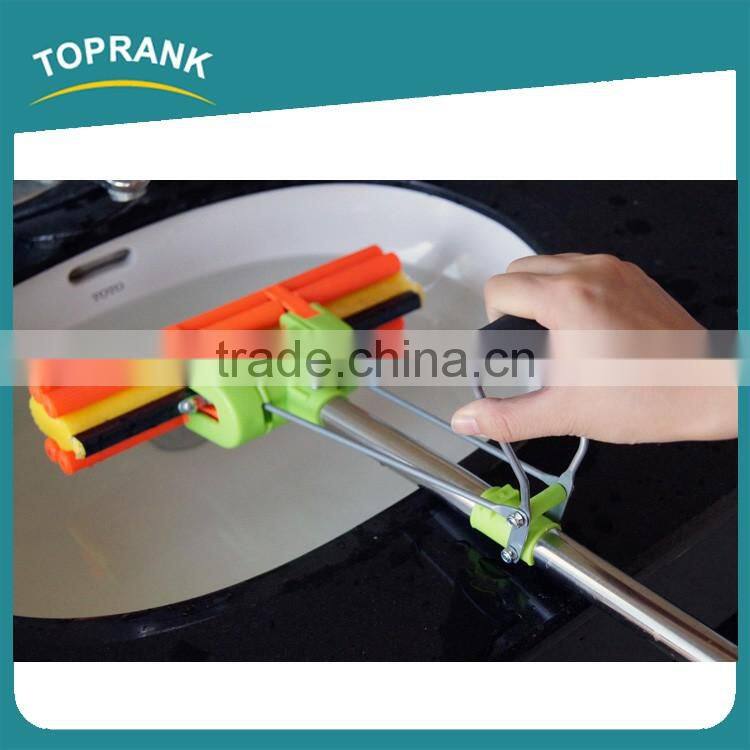 Toprank High Quality Wet And Dry Cleaner Three Roller Sponge Foam Cleaning Mop Telescopic Handle PVA Sponge Mop With TPR Handle