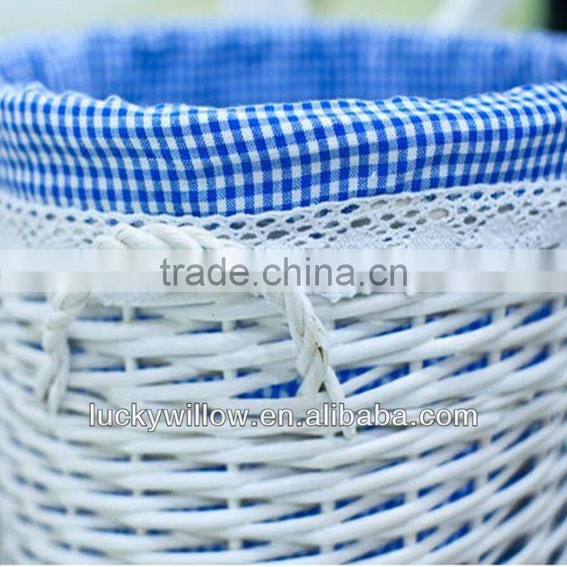 wholesale white wicker laundry basket with handle