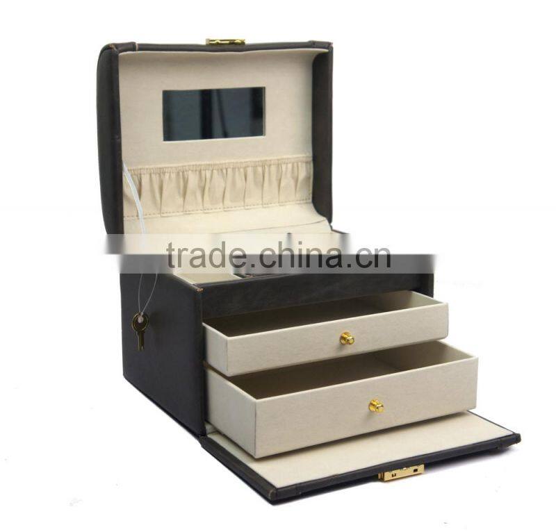 2015 Popular Elegant Custom Style Pu Leather Jewelry Case And Lock Organizer