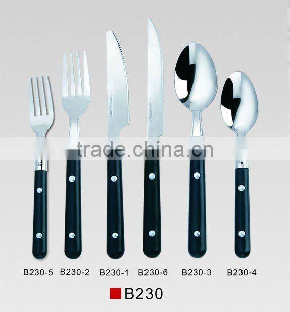 stainless steel colored plastic handle cutlery set, tableware set