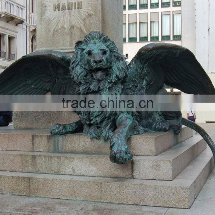 Hot sale China brand wholesale bronze lion with wings statue