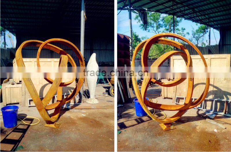 Art garden corten steel sculpture decorative metal balls