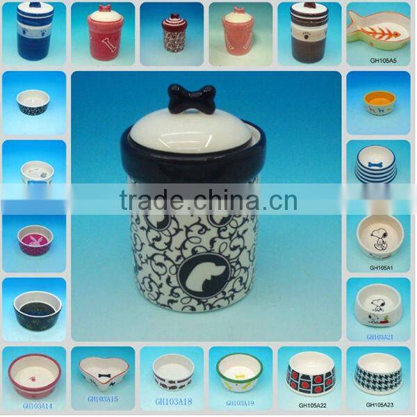Ceramic craft pet bowl pet feeder pet food storage