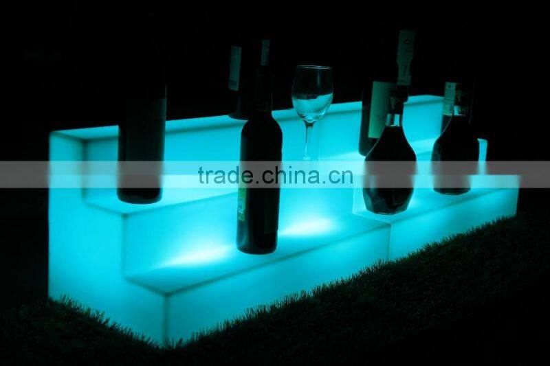 HDPE plastic color changing 3 level big Light up portable led wine rack