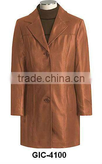 ladies long leather coats