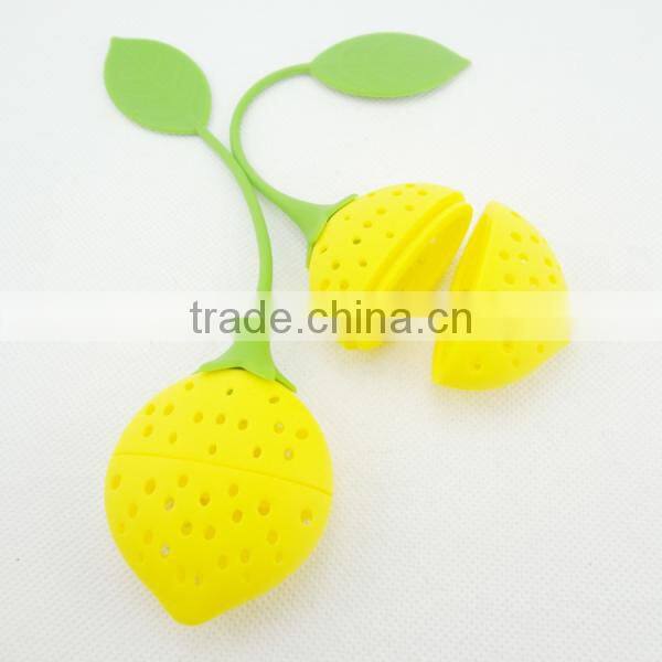 Lovely Strawberry Silicone Tea Infuser Strainer Herbal Spices Leaf by Silicone Strainer color yellow