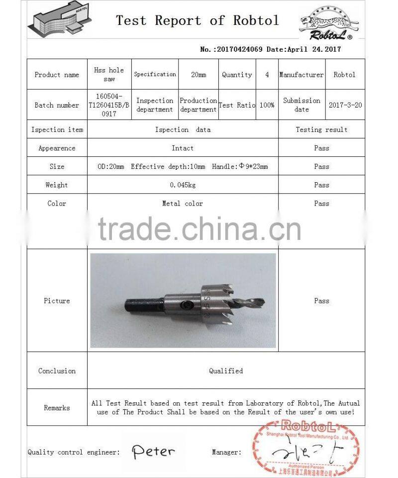 20mm HSS Hole Saw Cutter Drill Core Bits Kit Set Carbide Tipped