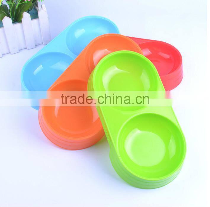 2015 high quality plastic double dog dish / colorful double dog bowl,2015 high quality plastic colorful pet bowl