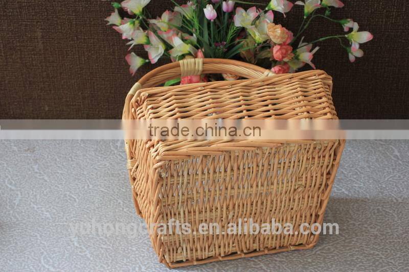 Storage Willow Basket With Handles Convenient For Picnic