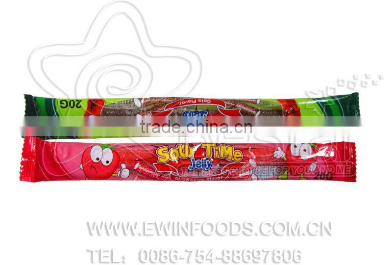 Fruity Flavor Sour Stick Gummy Candy With Powder