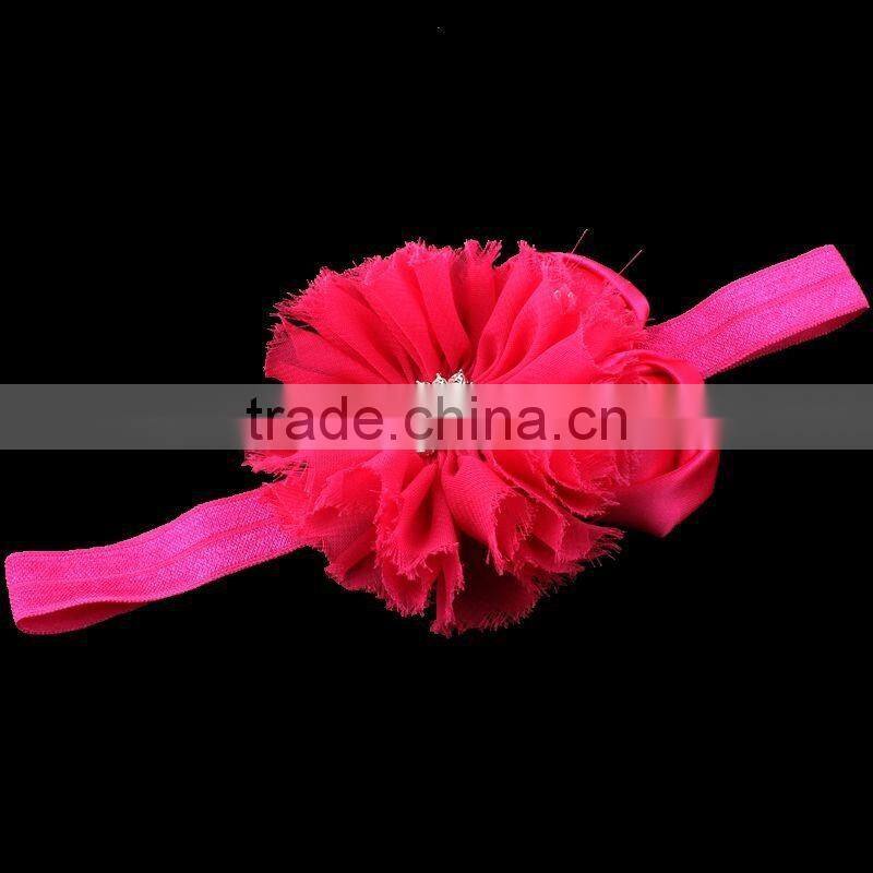 chiffon flower and satin rose flower headband for kids hair accessories