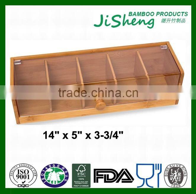 Fashion Design Clear Bamboo Tea Box with Acrylic Cover