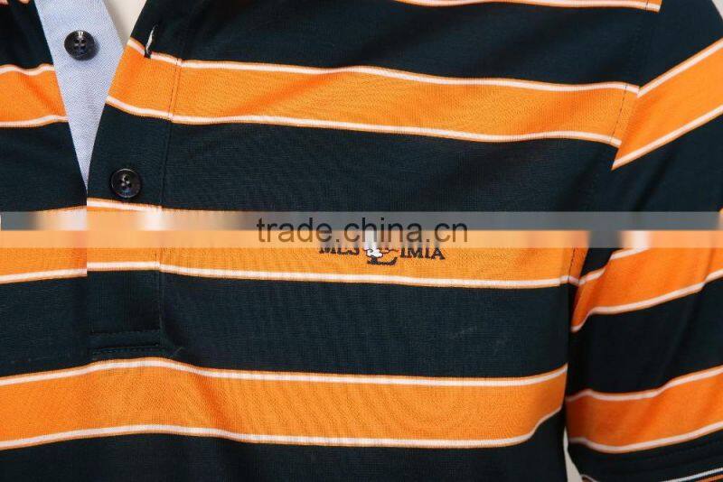 Men's 100%cotton stripe softtextile t shirt polo