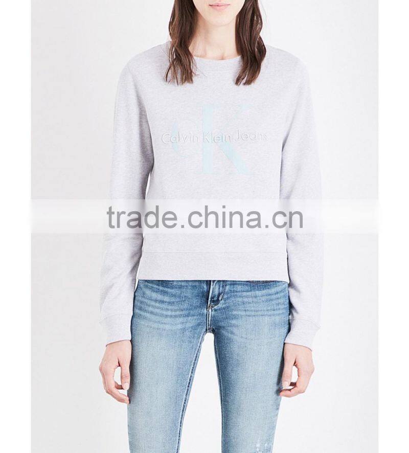 Wholesale Women Relaxed Round Neck Dropped Shoulders Long Sleeves Oversized Cotton Jersey Sweatshirt(DQE0169T)