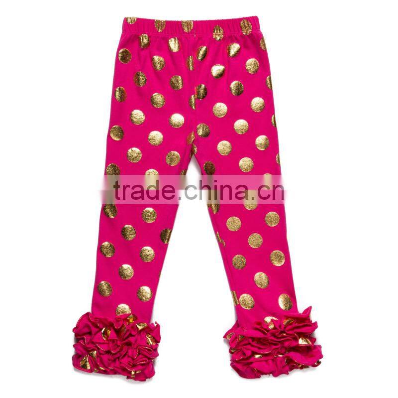 wholesale new style fall boutique girls pants fabric printed gold baby legging baby pants made in China 2016