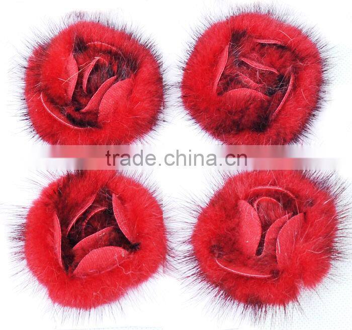 CX-A-25D Chengxing Wholesale Genuine Mink Flower Fur Brooch