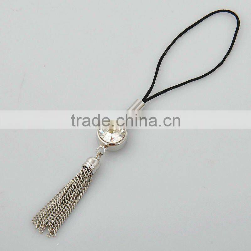 fashion mobile charm, chain frange cell phone accessories, high class crystal mobile accessories