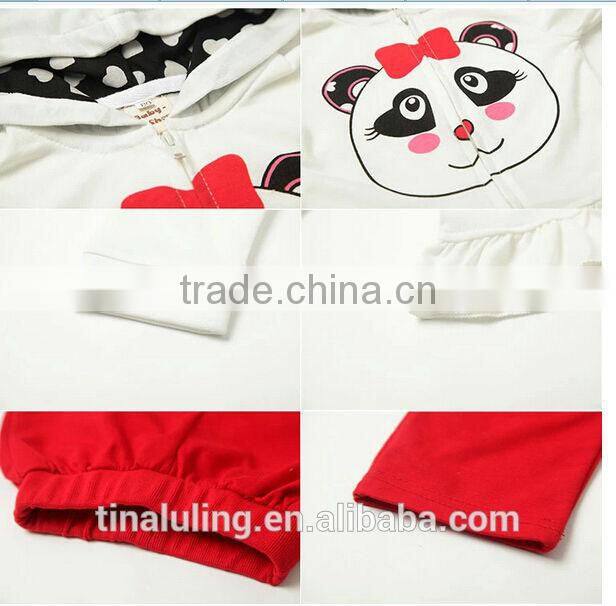 Wholesale baby girls 2pcs winter clothing kids outfits lovely baby panda cartoon clothes suits