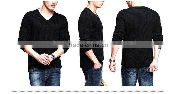 men's v collar star pattern mature sweater