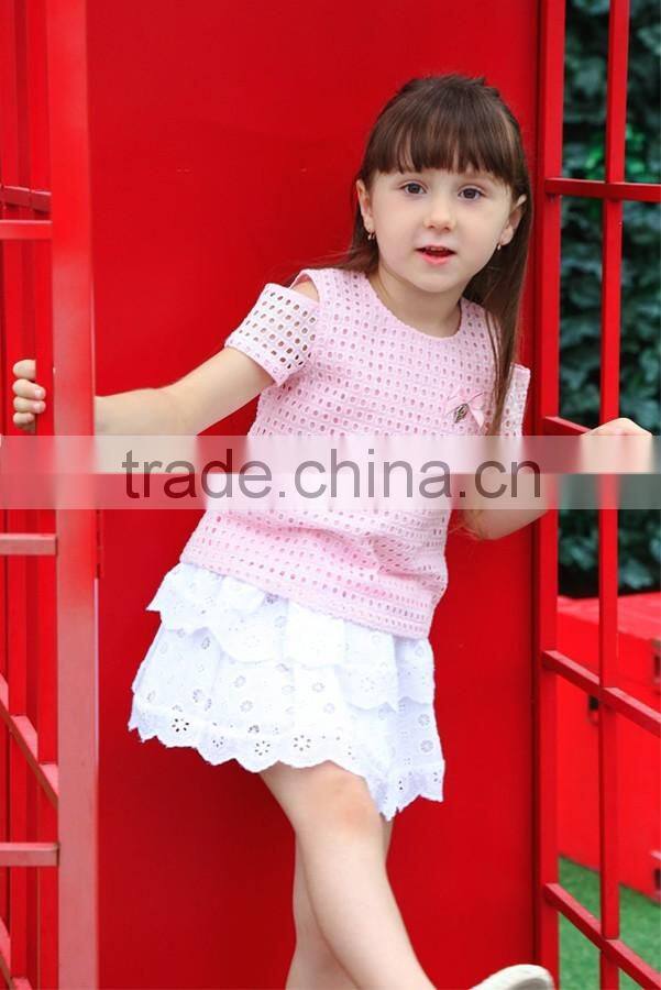 2017 Summer Stylish Girls Off-shoulder t Shirt Wholesale Children's Boutique Clothing