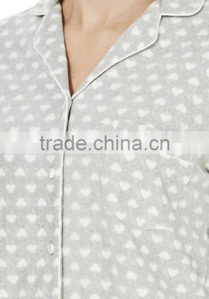 Heart printed zip up plus size adult onesie pajamas