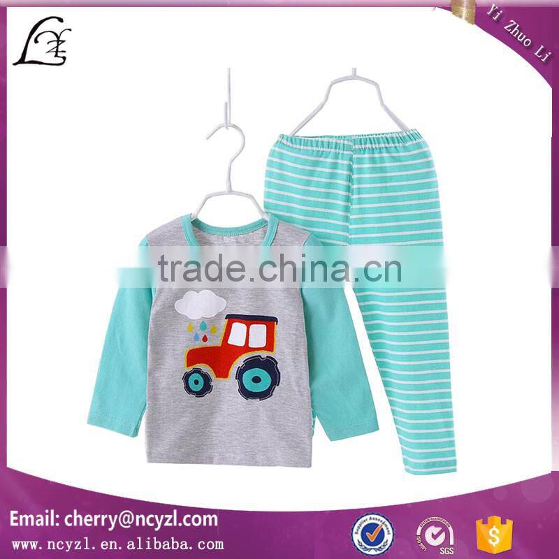 wholesale 100% cotton 2 to 6 year old children winter stripe pajamas children clothing set