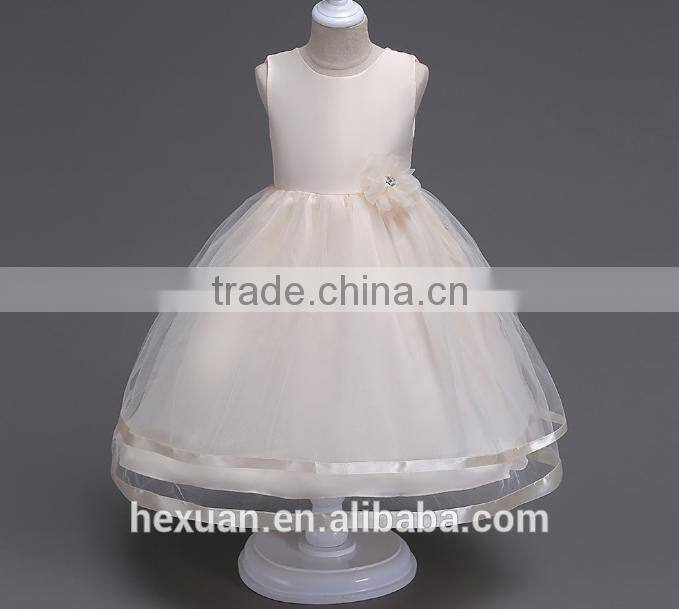 2017 New Arrival Kids Fancy Wedding Matt Satin Dress Baby Girl Evening Party Skirt