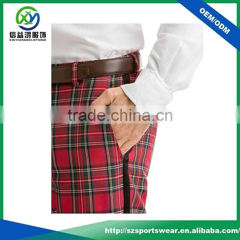 Popular design high quality custom red squares sublimation printing breathable golf pants for men
