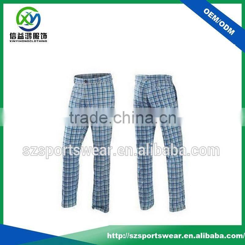 Top Quality Plaid Men Golf Long Pant , Sublimation Golf Trouser