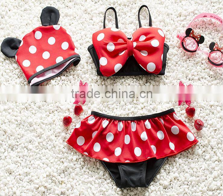 Popup Lovely Dot Children's Split Kids Swimwear For Girls