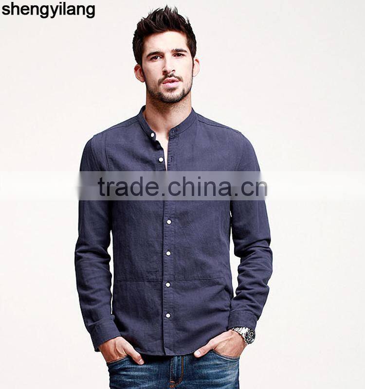 Long sleeve plain shirt 100 linen shirts made in guangzhou